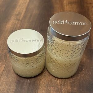 **Bundle** Gold Canyon Cream Unscented Candle Duo with Silver Lids 9oz & 18oz